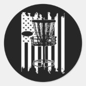 Disc Golf USA Vlag Ronde Sticker (Voorkant)