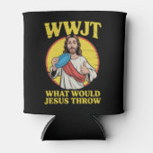 Disc Golf Wwjt Wat Zou Jezus Werpen Frisbee Blikjeskoeler (Voorkant)