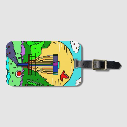 Disc Golfbaan Zomer Zonneschijn Bagagelabel (Voorkant (horizontaal))