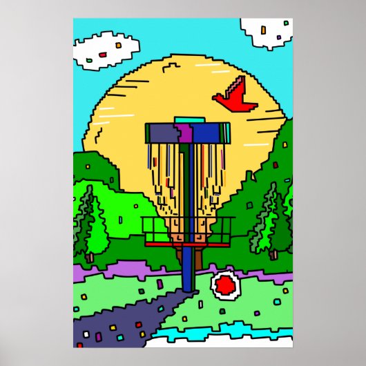 Disc Golfbaan Zomer Zonneschijn Poster (Voorkant)