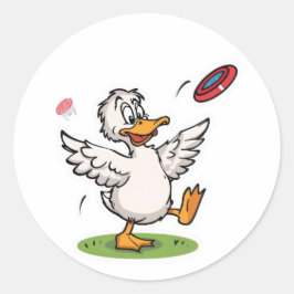 Disc Golfen Eend Grappige Vogel Ronde Sticker