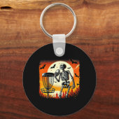 Disc Golfen Skelet Halloween Disc Golf Voor Squa Sleutelhanger (Voorkant)