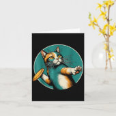 Disc Golfer Cat Disc Golf Player Grappig Halloween Kaart (Gele Bloem)