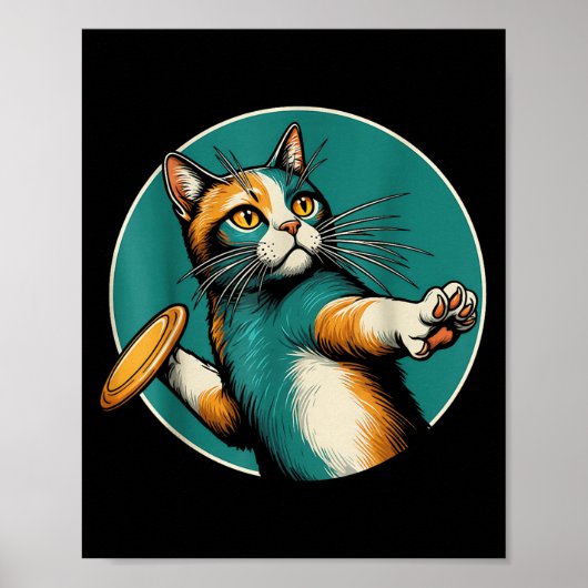 Disc Golfer Cat Disc Golf Player Grappig Halloween Poster (Voorkant)