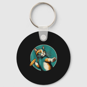Disc Golfer Cat Disc Golf Player Grappig Halloween Sleutelhanger