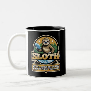 Disc Golfer Funny Sloth Disc Golf Speler Golfer Tweekleurige Koffiemok