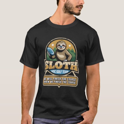 Disc Golfer Grappige Luiaard Disc Golf Speler Golf T-shirt (Voorkant)