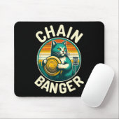 Disc Golfer Kat Ketting Nger Disc Golf Speler Muismat (Met muis)