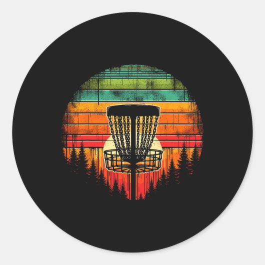 Disc Golfer Kleurrijke Disc Golf Ronde Sticker (Voorkant)