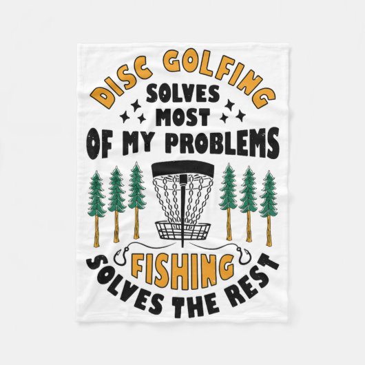 Disc Golfing Solves Most Of My Problems Fishing Fr Fleece Deken (Voorkant)