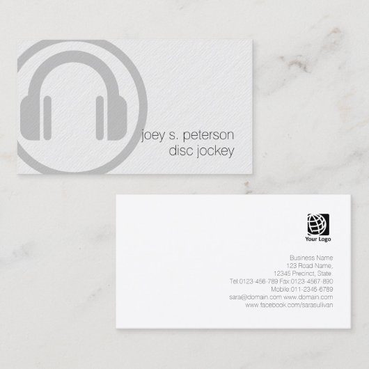 Disc Jockey Bold Deejay Platenspeler Icon Muziek Visitekaartje (Voorkant / Achterkant)