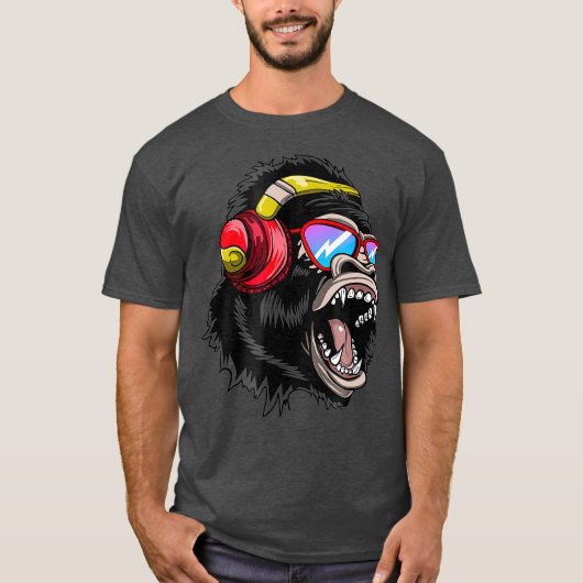 Disc Jockey DJ Monkey Ape Gorilla T-shirt Gift (Voorkant)