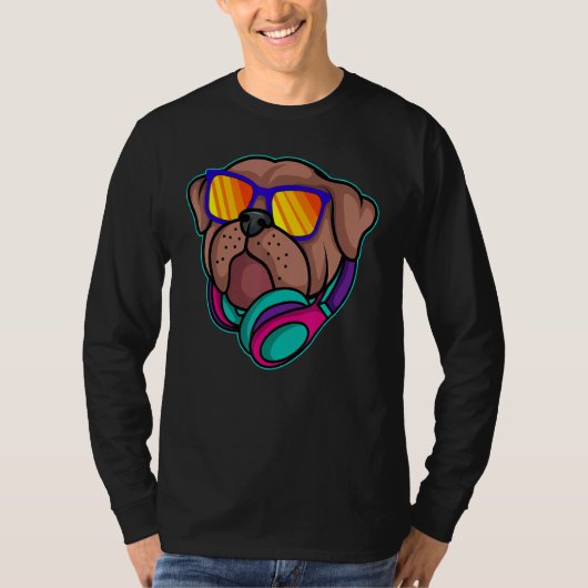 Disc Jockey Pug Radio Club DJ draaitafel Deejay D T-shirt (Voorkant)