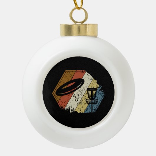 Discgolf Basket Retro Keramische Bal Ornament (Voorkant)