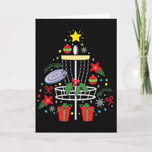 Discgolf Frisbee Kerst Ornament Boom Grappig Cadea Kaart (Voorkant)