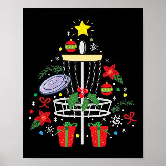 Discgolf Frisbee Kerst Ornament Boom Grappig Gesch Poster (Voorkant)