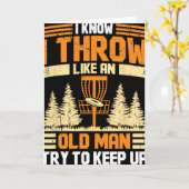 Discgolf, ik weet dat ik als een oude man gooi, pr kaart (Gele Bloem)