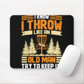 Discgolf, ik weet dat ik als een oude man gooi, pr muismat (Met muis)
