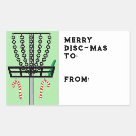 Discgolf kerstcadeautag rechthoekige sticker