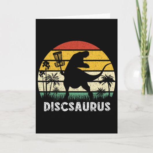 Discgolf Retro Dinosaur Discgolf Speler Frolf Fl Kaart (Voorkant)