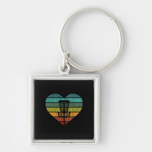 DiscGolf - Retro  doelmandje Sleutelhanger (Voorkant)