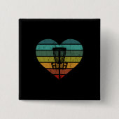 DiscGolf - Retro  doelmandje Vierkante Button 5,1 Cm (Voorkant)