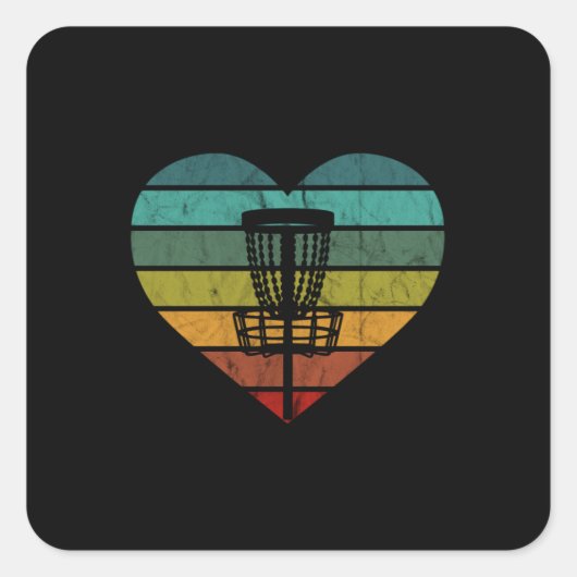 DiscGolf - Retro  doelmandje Vierkante Sticker (Voorkant)