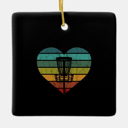 DiscGolf - Retro Vintage Doel Mandje Keramisch Ornament (Voorkant)