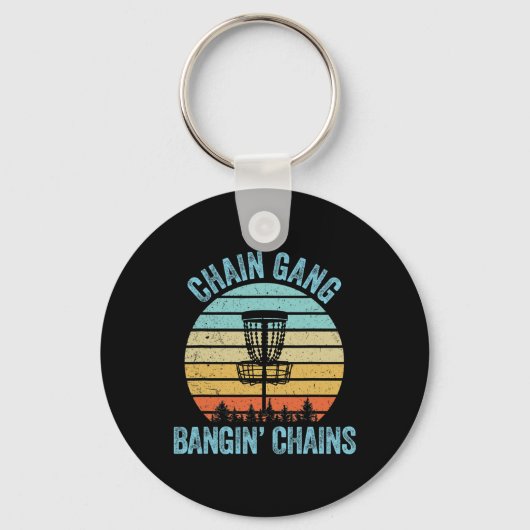 Discgolf T-shirt Funny Chain Retro Discgolf Cadeau Sleutelhanger (Voorkant)