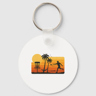Discgolf Tropische Zonsondergang Palmboom Strand G Sleutelhanger