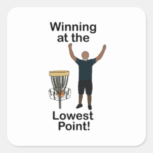 Discgolf Winnen Met Laagste Punten Golfer Verjaard Vierkante Sticker