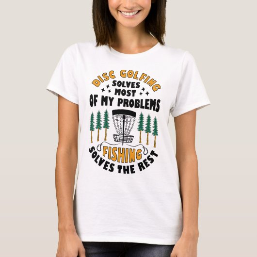 Discgolfen lost de meeste van mijn problemen op Vi T-shirt (Voorkant)