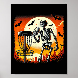 Discgolfen Skelet Halloween Discgolf Voor Squa Poster