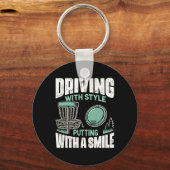 Discgolfer rijden met stijl discgolf sleutelhanger (Voorkant)