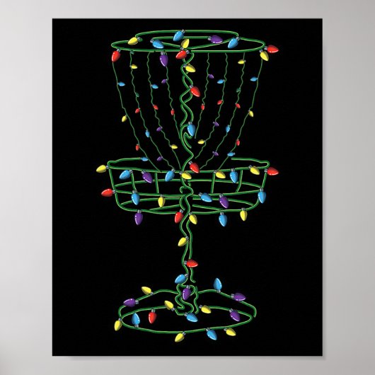 Discgolfmand Cool Discgolf Frisbee Golfer Kerstmis Poster (Voorkant)