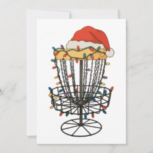 Discgolfmand Santa Hoed Kerstlichtjes Kerstmis Kaart