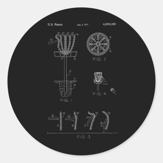 Discgolfmandje doel octrooi ontwerp - Frolf Ronde Sticker (Voorkant)