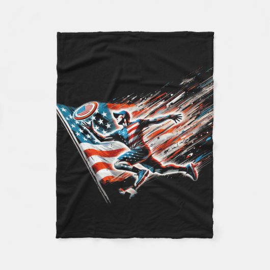 Discgolfspeler Amerikaanse vlag Discgolf Fleece Deken (Voorkant)