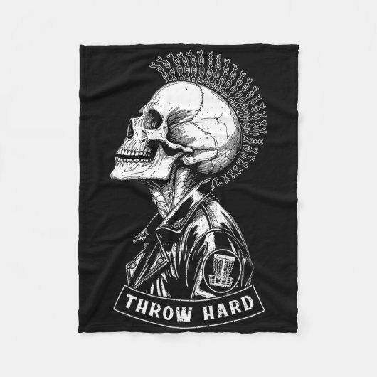 Discgolfspeler Punk Rock Schedel Mohawk Gooi Hard Fleece Deken (Voorkant)