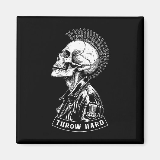 Discgolfspeler Punk Rock Schedel Mohawk Gooi Hard Magneet (Voorkant)