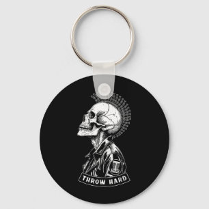 Discgolfspeler Punk Rock Schedel Mohawk Gooi Hard Sleutelhanger