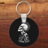 Discgolfspeler Punk Rock Schedel Mohawk Gooi Hard Sleutelhanger (Voorkant)