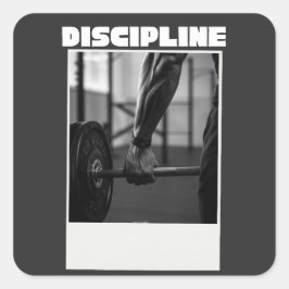 Discip In  T-Shirt– Minimalistisch Motiverend Stre Vierkante Sticker