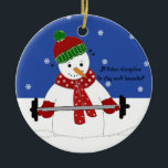 Discipled Work Out Snowman Ceramic Ornament<br><div class="desc">Deze coole sneeuwman weet dat discipline nodig is om goed rond te blijven. Hij is zwaargewicht om zijn vorm te behouden.</div>