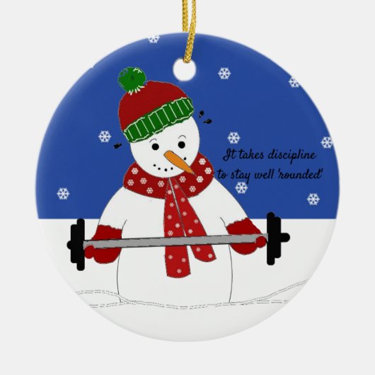 Discipled Work Out Snowman Ceramic Ornament (Voorkant)