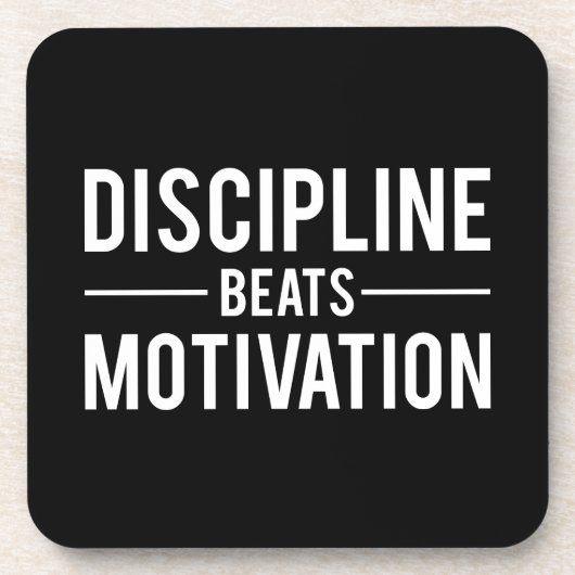 Discipline Beats Motivation - Inspirerend Bier Onderzetter (Voorkant)