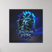 Discipline Boven Hype Blauwe Gloed Bitcoin Crypto Canvas Afdruk (Voorkant)
