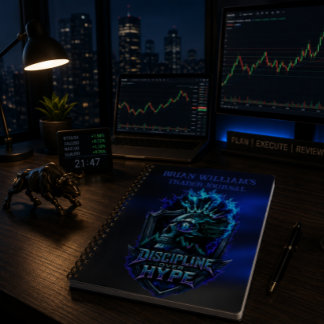 Discipline Boven Hype Blauwe Gloed Bitcoin Crypto  Notitieboek
