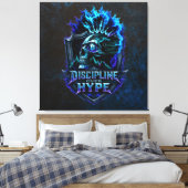 Discipline Boven Hype Blauwe Grunge Bitcoin Canvas Afdruk (Insitu (Slaapkamer))