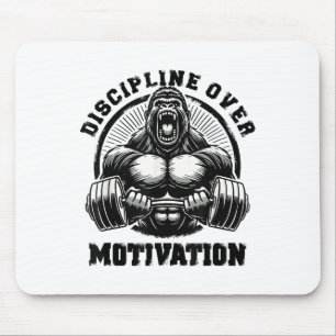 Discipline boven motivatie Gewichtheffen Gym Quote Muismat